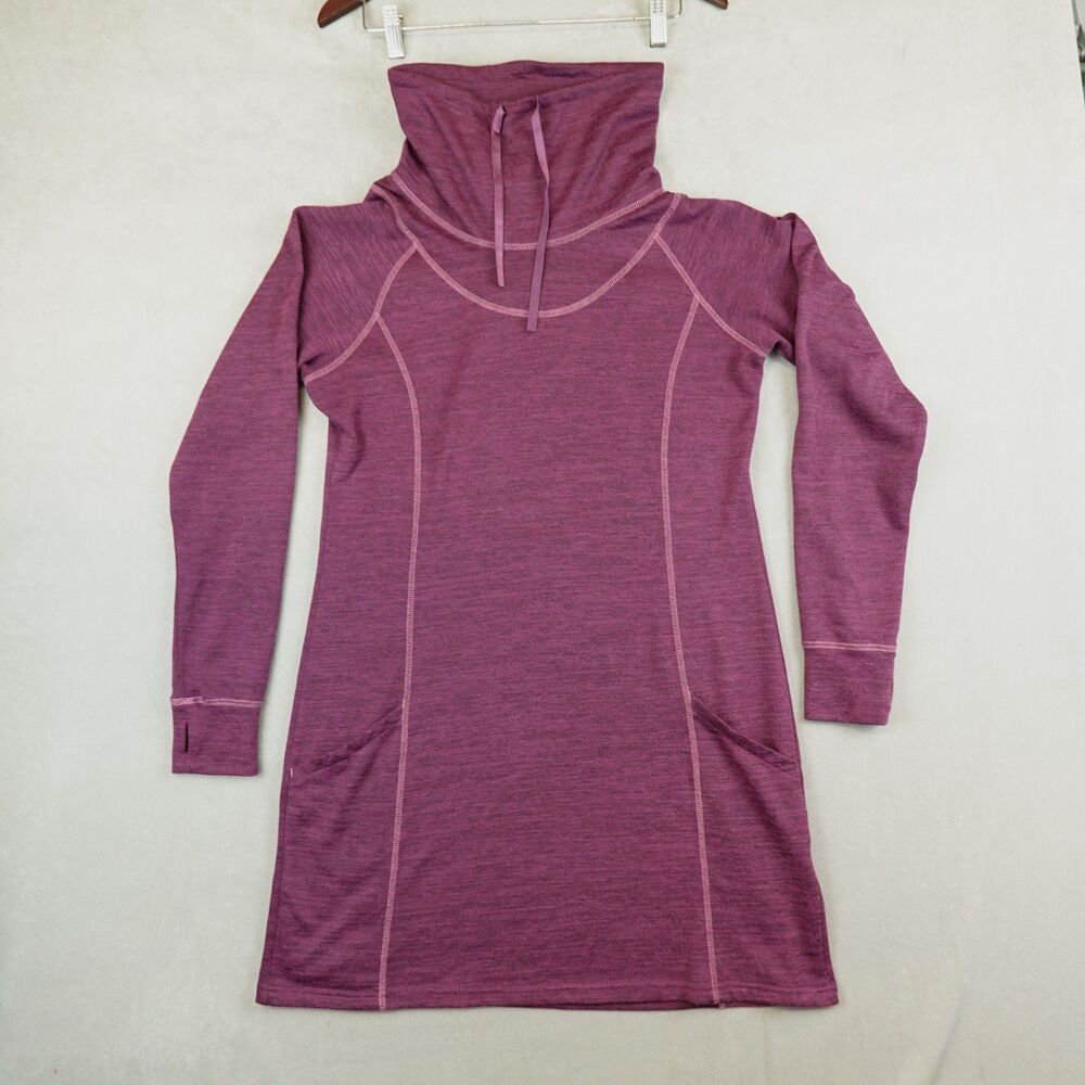 Kuhl Lea Dress Womens Large Cowl Neck Long Sleeve Burgundy Pockets Thumbholes